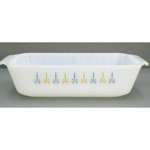 Loaf Pan Anchor Hocking Fire King #441 Candle Glow One Quart Milk Glass 1960's